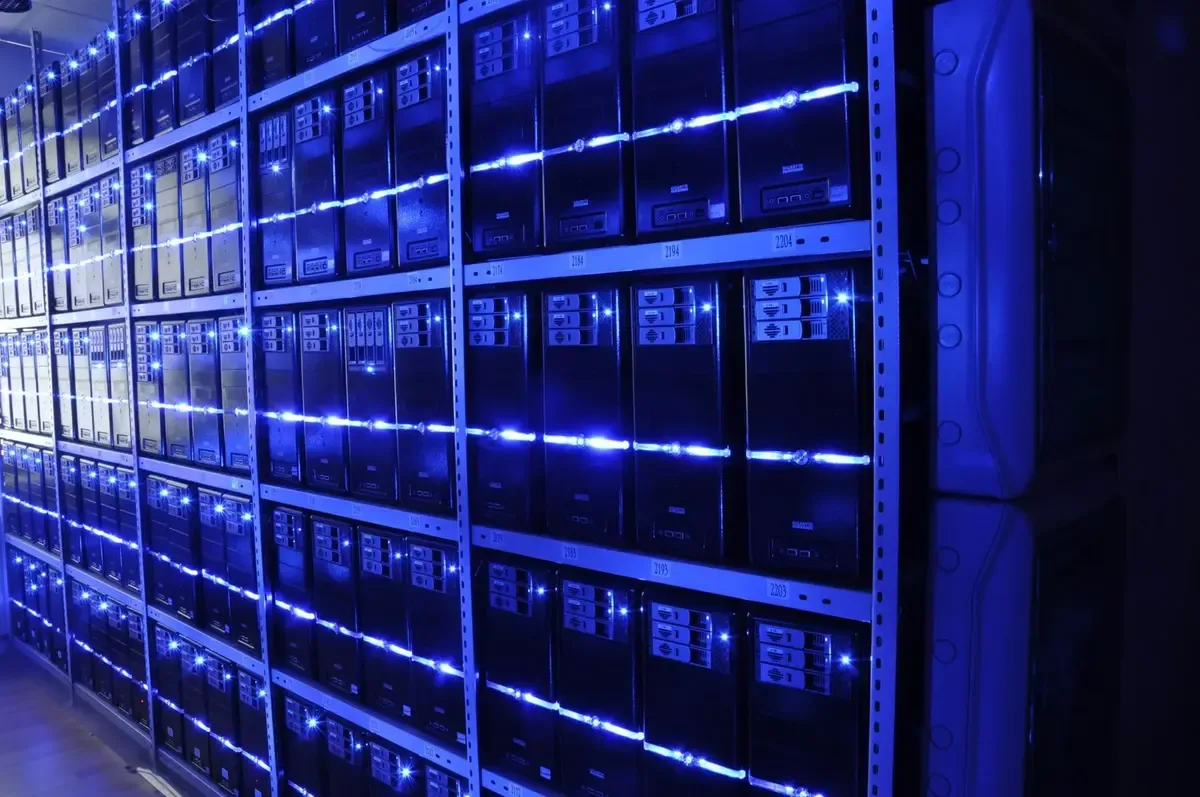 High-density server racks in a modern data center